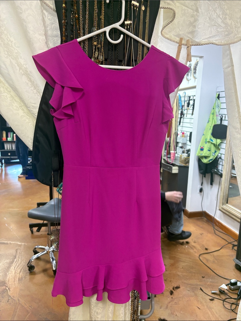 TCEC Fuchsia Ruffle Sleeve Mini Dress